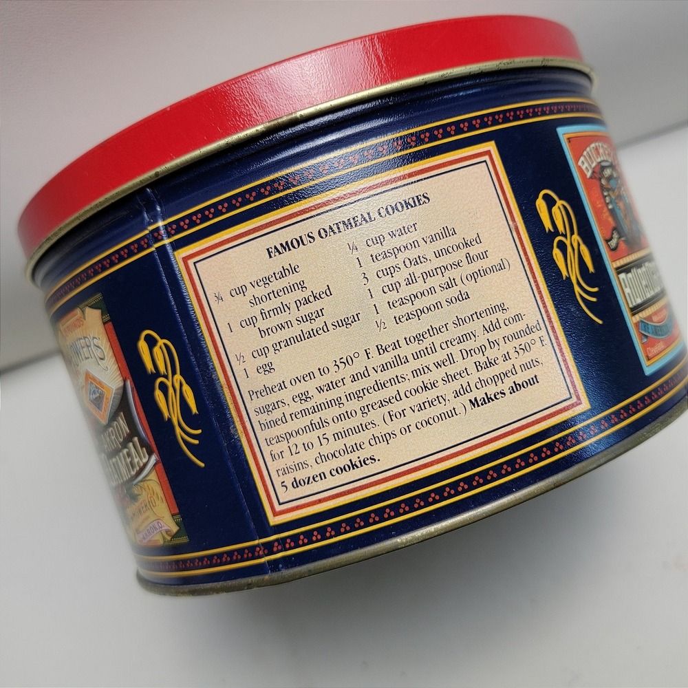 Vintage 1982 Quaker Oats Heritage Cookie Tin Limited Edition Round Container - Picture 6 of 12